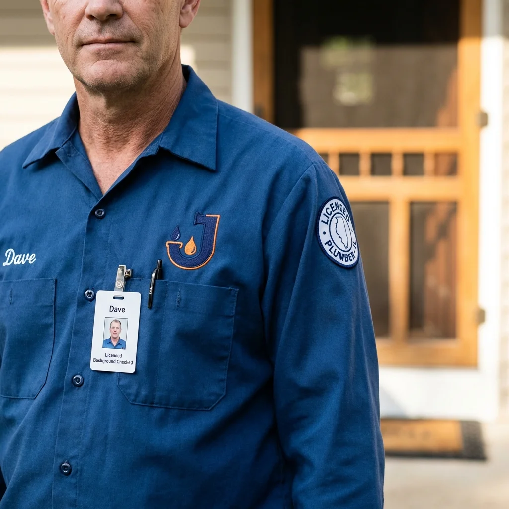 Licensed plumber showing ID badge in Dulce, NM