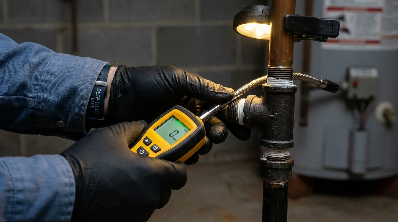 Gas leak detection with electronic sniffer by Johns Plumbing LLC in Dulce