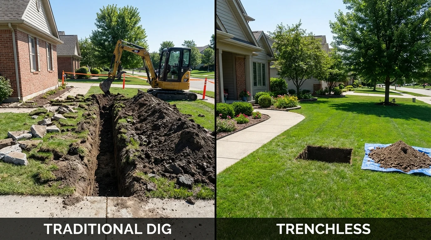 Trenchless sewer repair with minimal yard damage versus traditional excavation in Dulce, NM